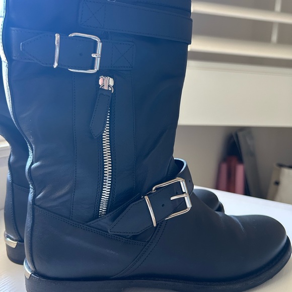 Burberry Black Leather Boots with Silver Accents